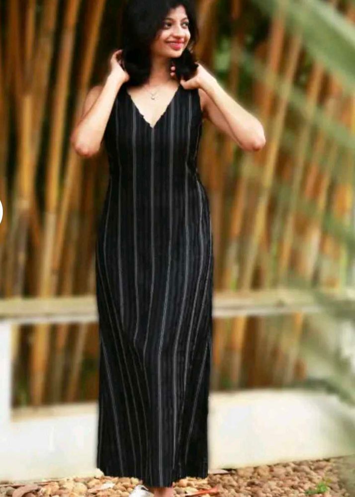 Striped Back-Tie Maxi Dress
