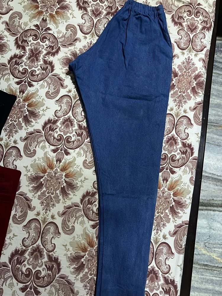 Blue Denim Straight Leg Pants