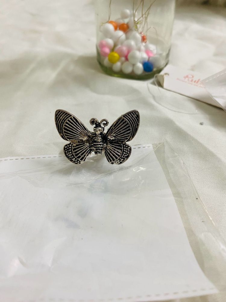 Butterfly Inspired German Silver Adjustable Ring