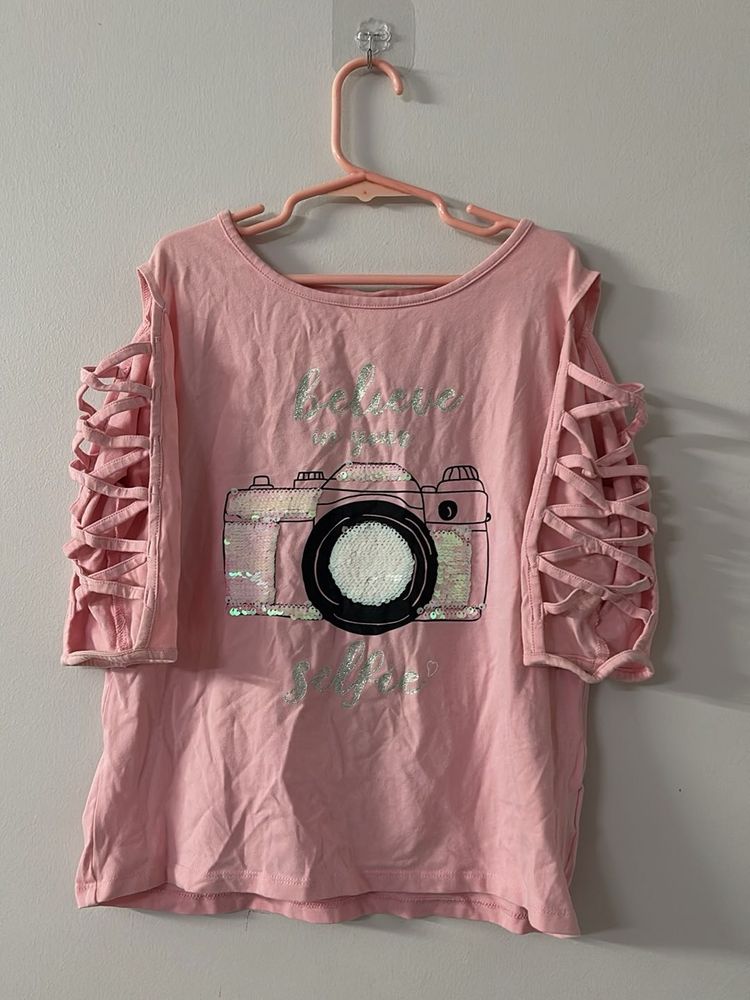 Pink Sequins Top