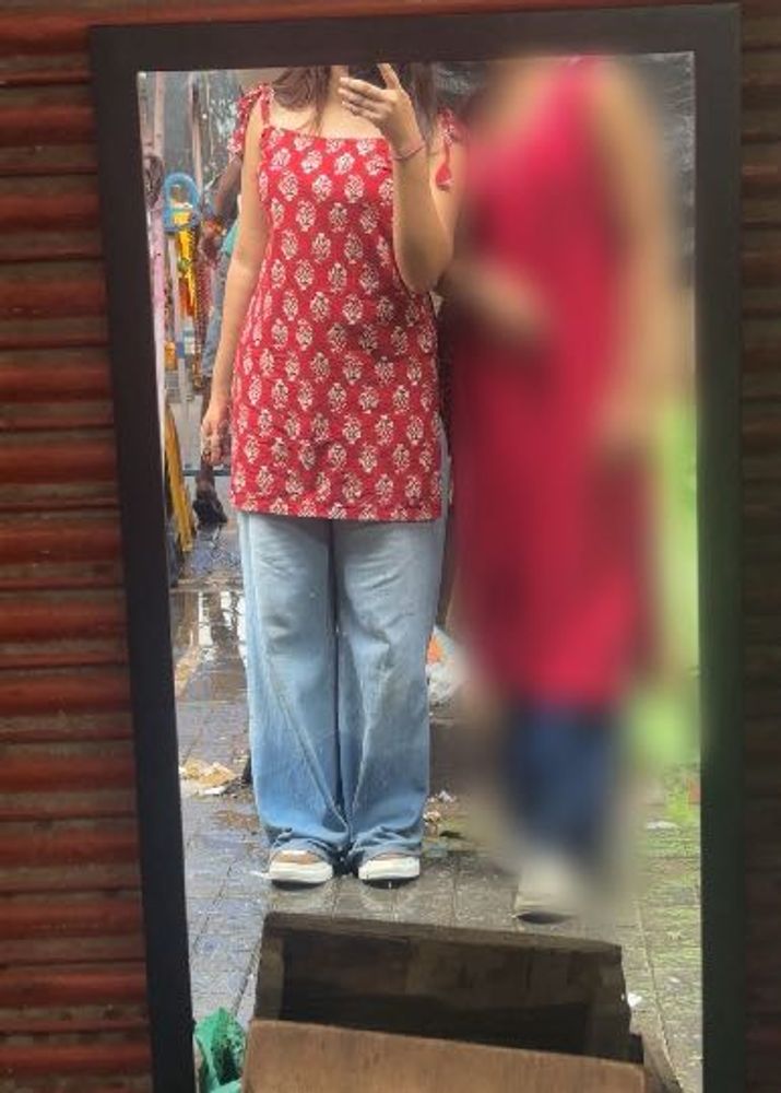 Red Printed Sleeveless kurti