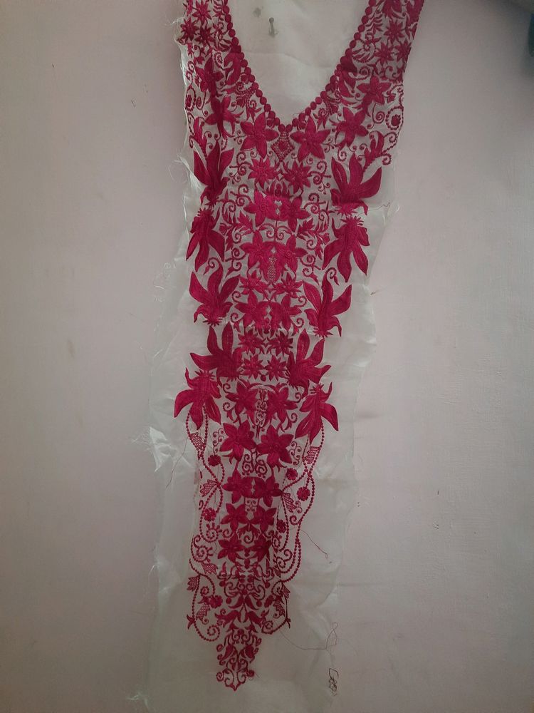 Beautiful 1 Meter Long Pakistani Dark Pink Embroidered Kameez Patch