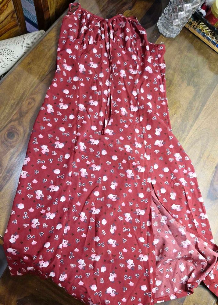 Red Floral Sleeveless Dress