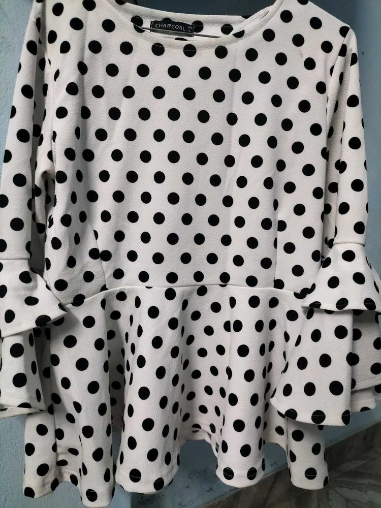 Polka Dotted Ruffled Top