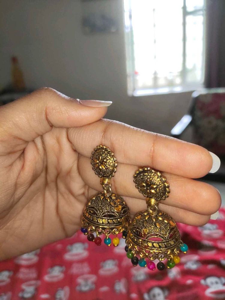 Golden Jhumka Earrings
