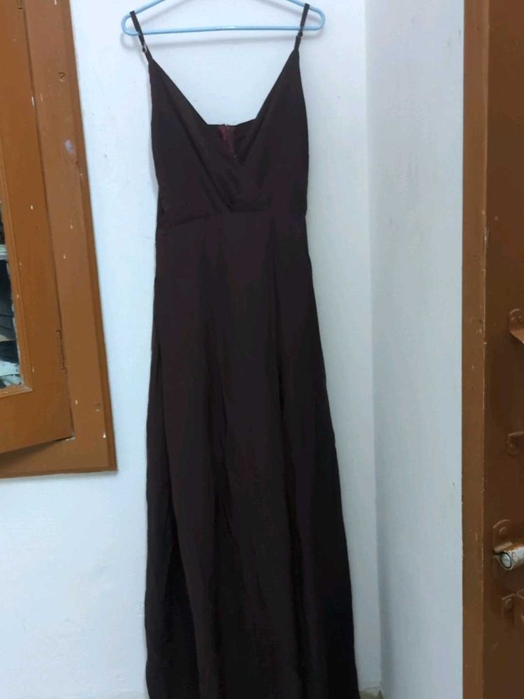 Brown Spaghetti Strap Maxi Dress