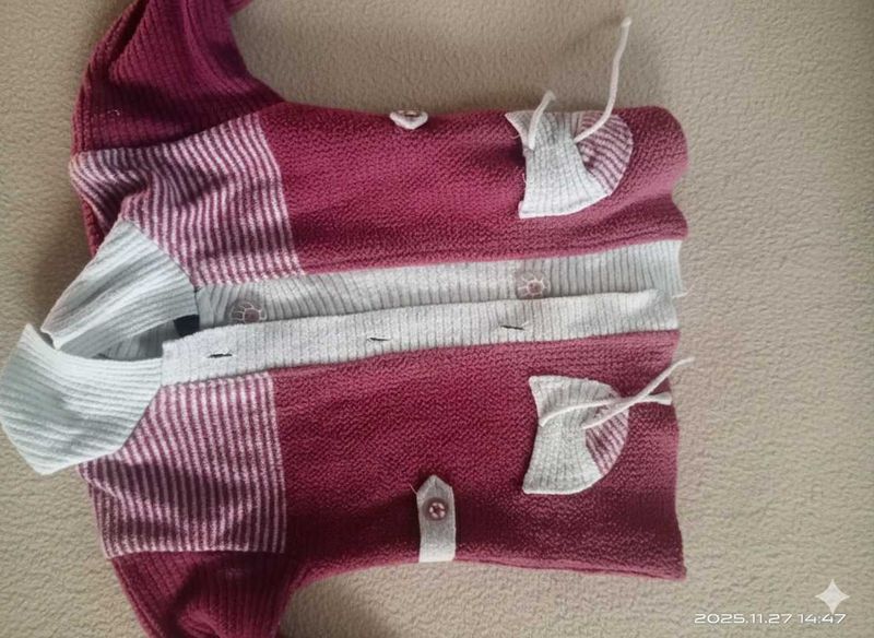 Cute Pink &amp; White Baby Sweater