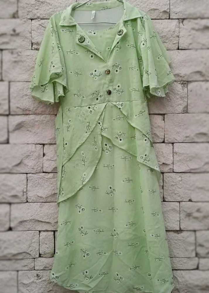 Green Floral Print Dress