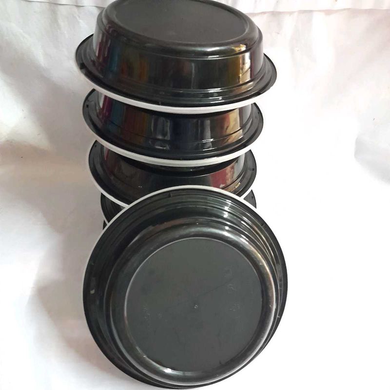 Black Plastic Food Containers - Set of 5