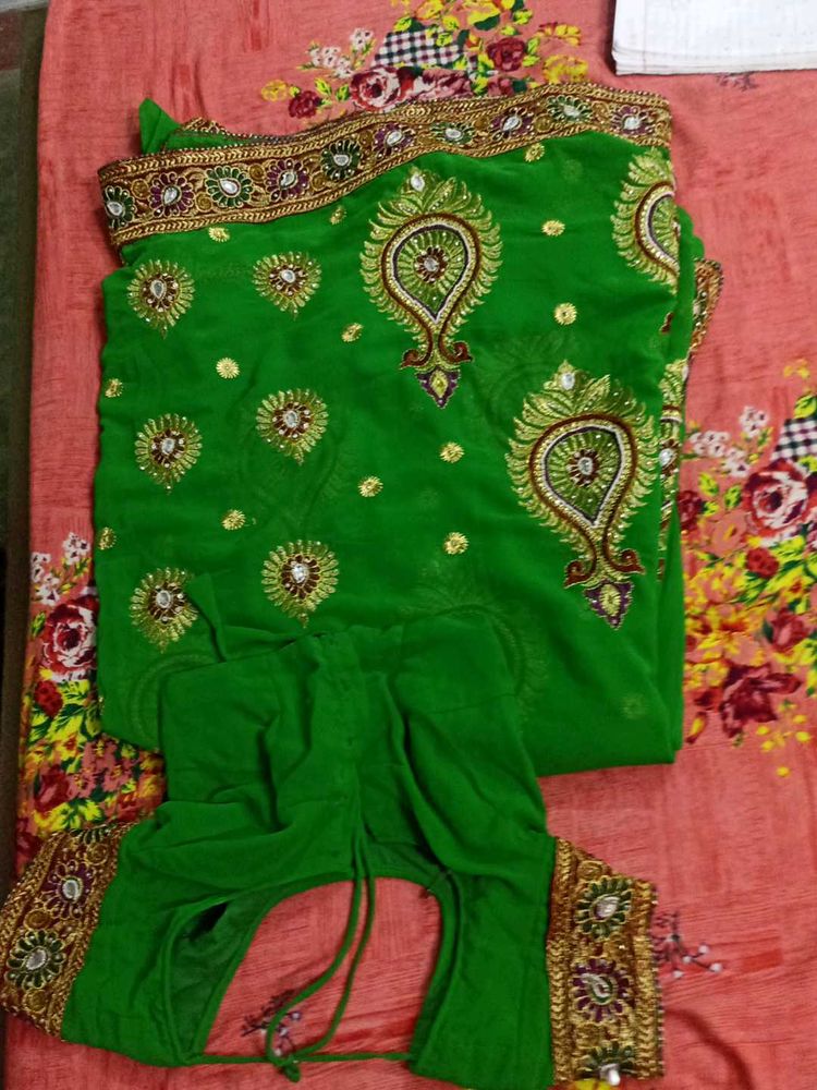 Green Embroidered Saree with Blouse