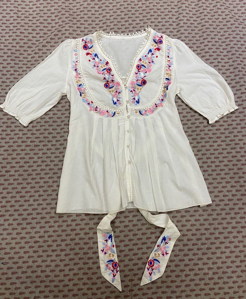 Bohemian Embroidered White Top