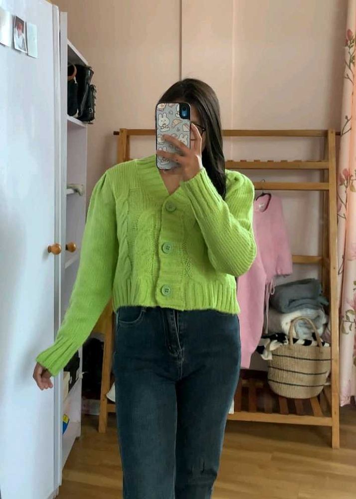 Green Knit Cardigan