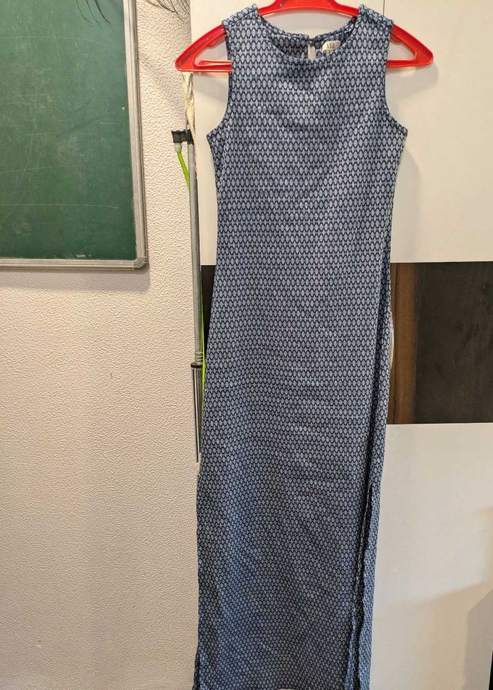 Blue Sleeveless Maxi Dress
