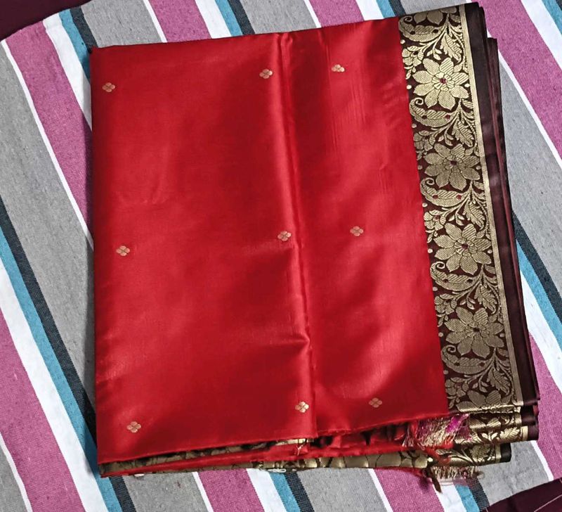 Elegant Red Embroidered Saree