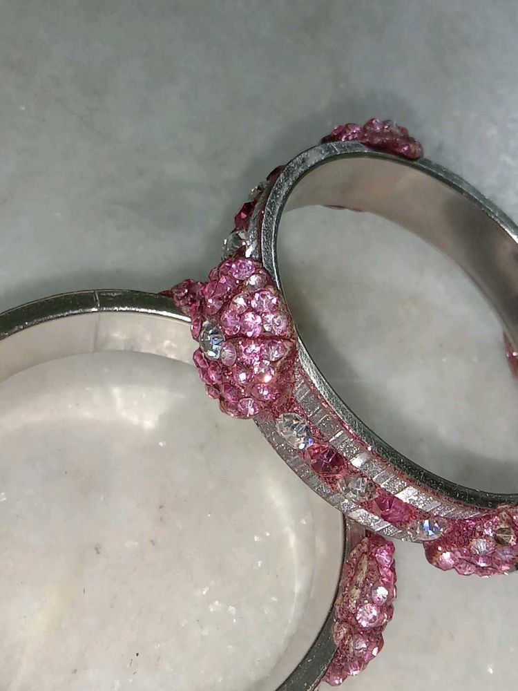 Pink Rhinestone Bangle Bracelet Set