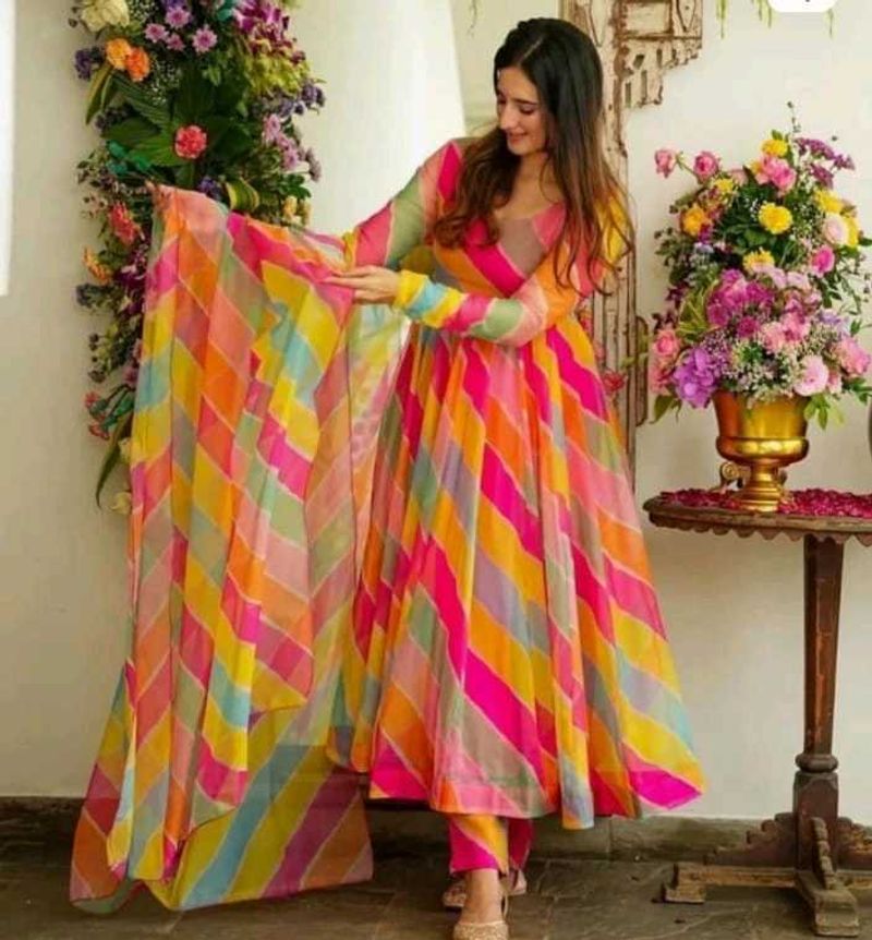 Colorful Striped Anarkali
