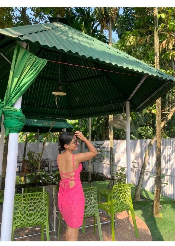 Salee🪅Pinteresty Criss Cross Back Pink Dress