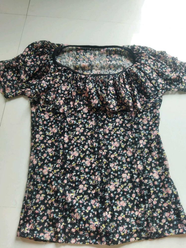 Black Floral Top