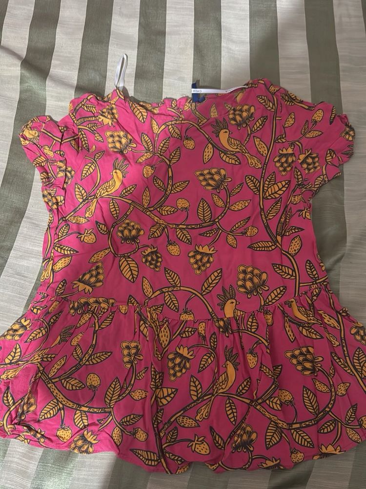 Pink Bird Print Top