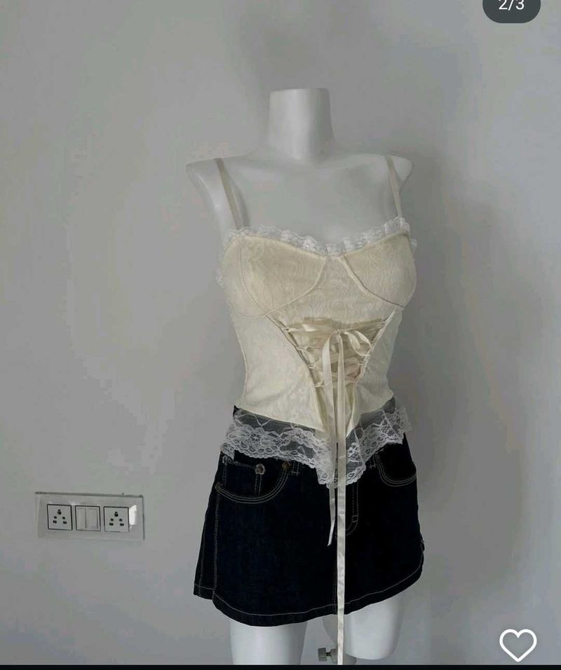 Lace Trim Corset Top