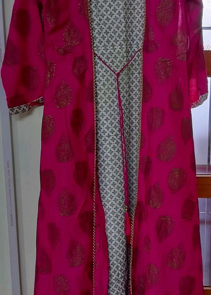 Pink Ethnic Kurta With Shrug