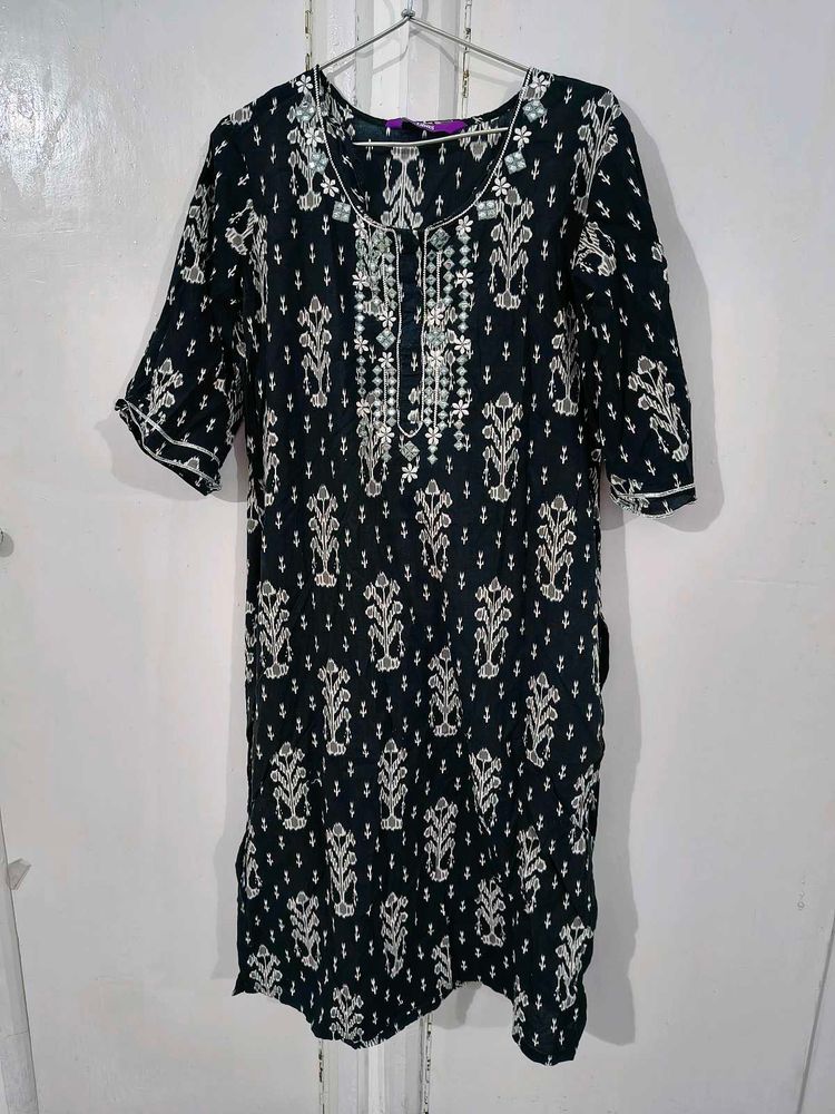 Libas Embroidered Black Kurta