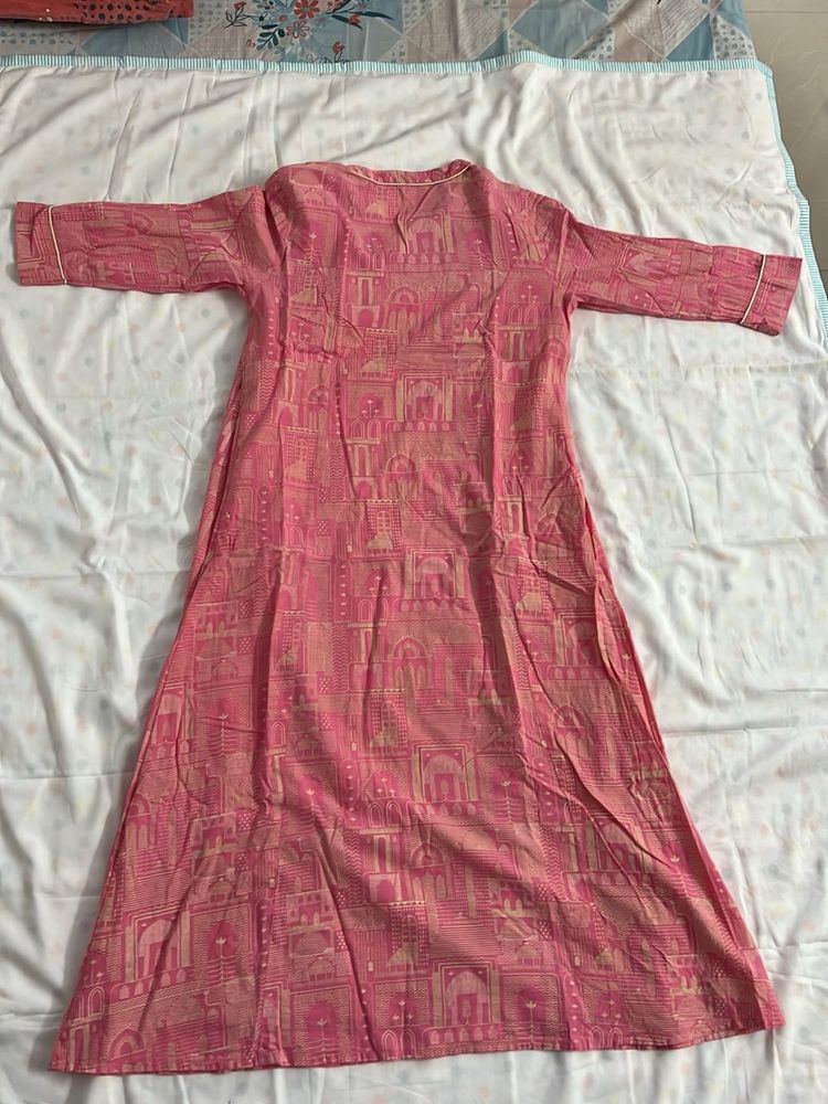 Peach Aks Cape Jacket Cotton Kurta