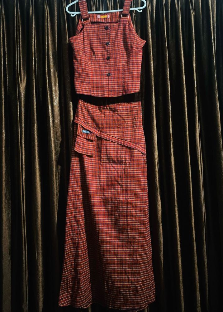 Pinteresty Red Checkered Co-ord Set