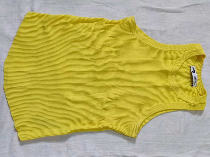 Zara Ribbed Tank Top - Sunny Yellow