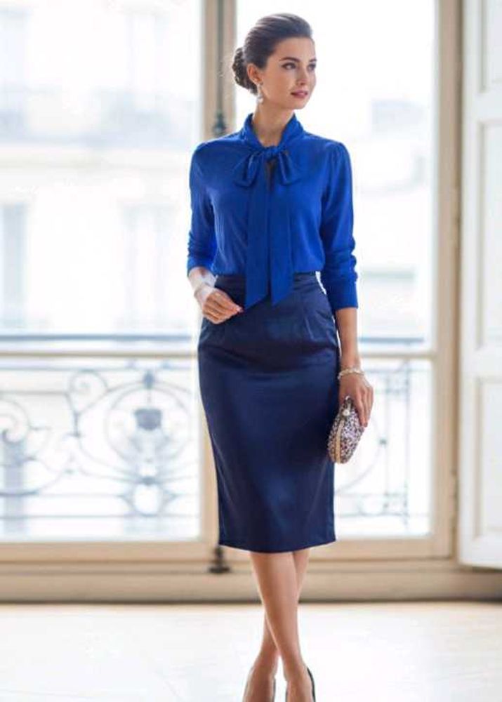 Bow Blue Shirt/Blouse