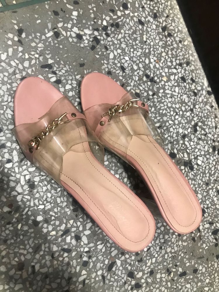 Pink Transparent Chain Sandals