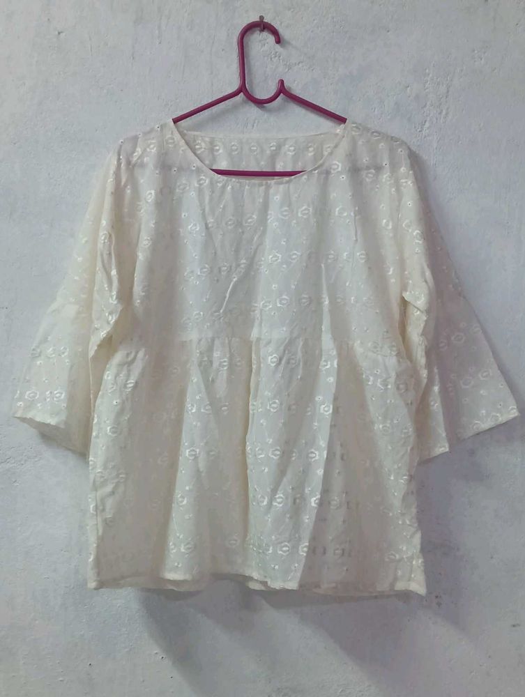 White Embroidered Top