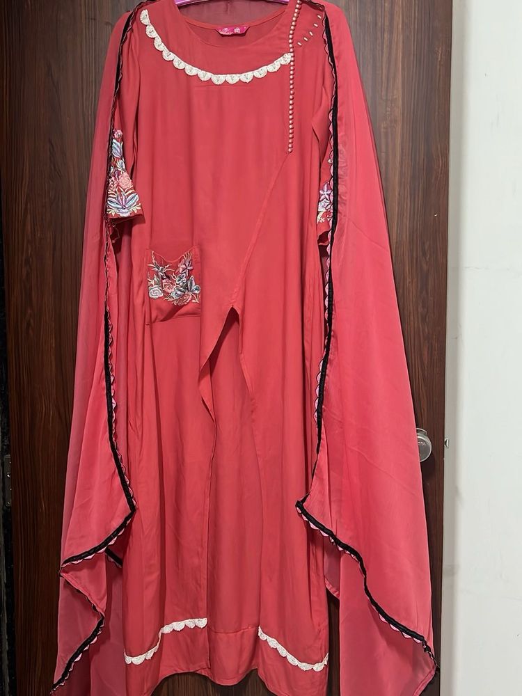 Coral Embroidered Long Kurta Sets