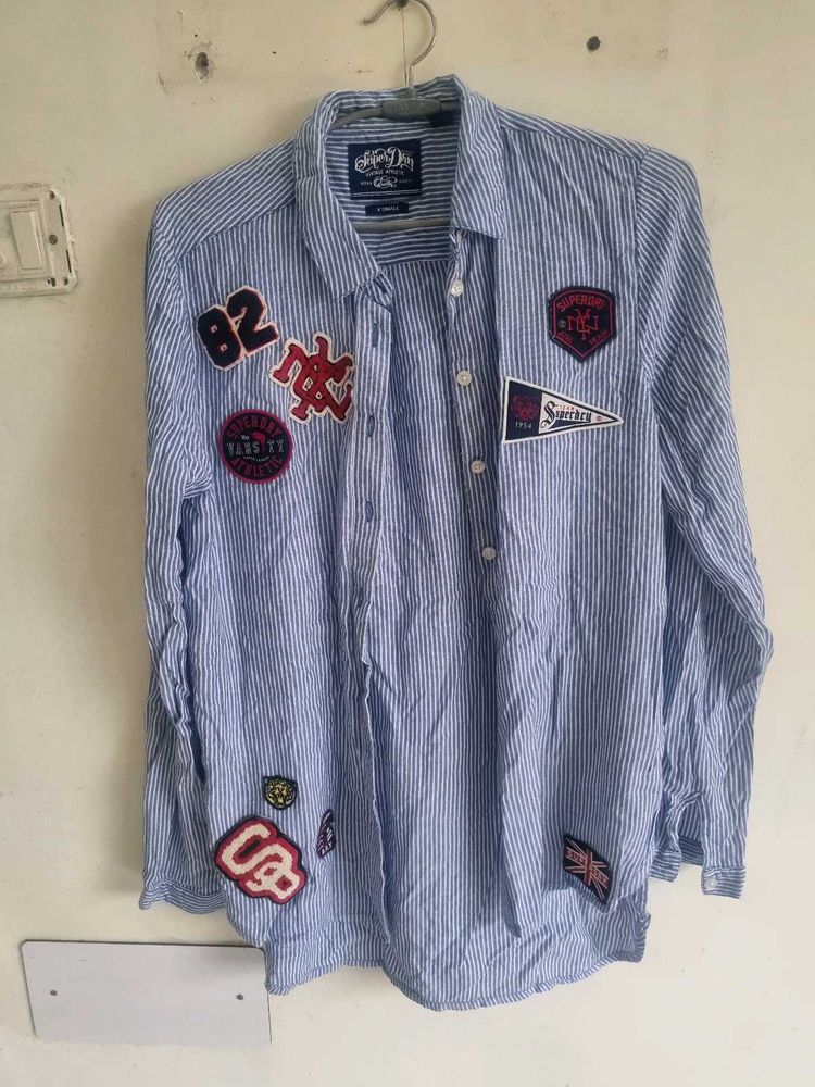 Cool Striped Shirt With Patch Detail