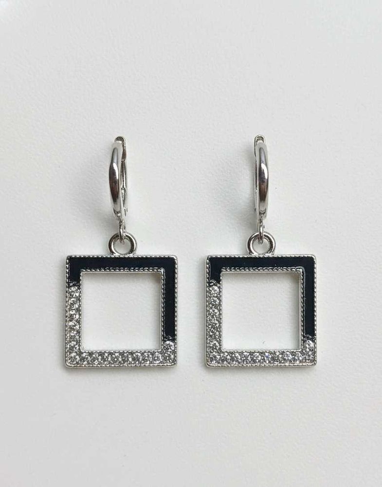 Modern Square Hoop Dangle Earrings