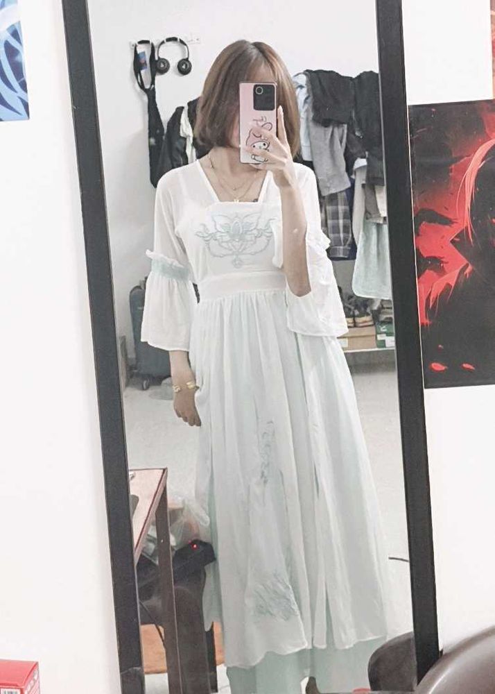 Chinese Summer Style Embroided Hanfu Dress