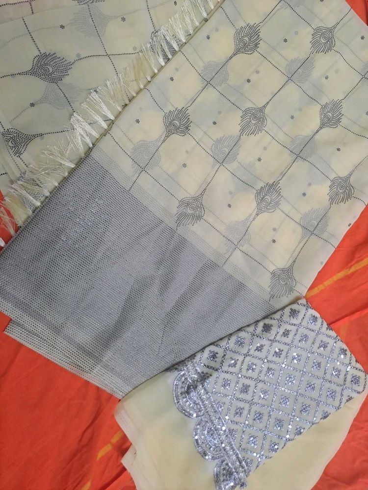Elegant Grey and Beige Patterned Fabric