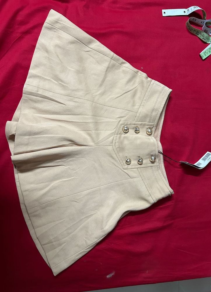 Beige Buttoned Skort