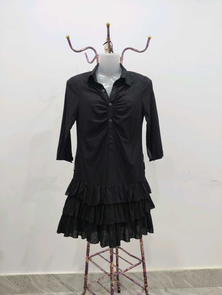 Black Ruffled Mini Dress