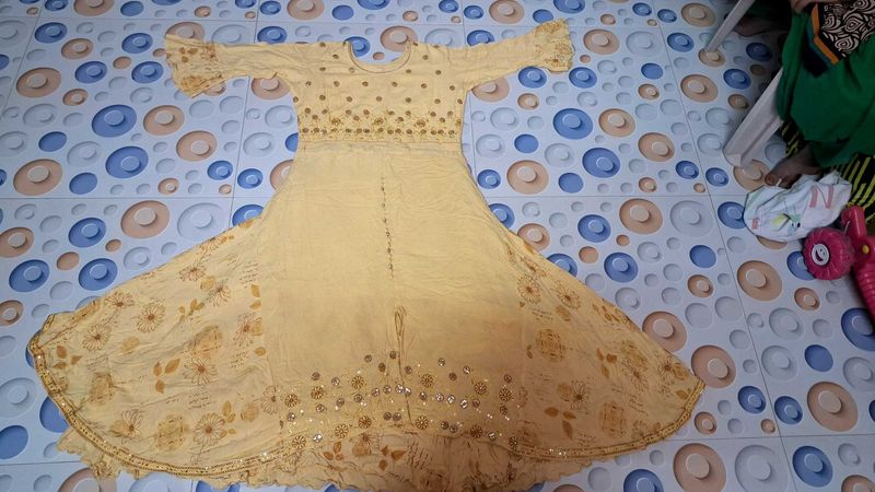 Elegant Yellow Embroidered Anarkali