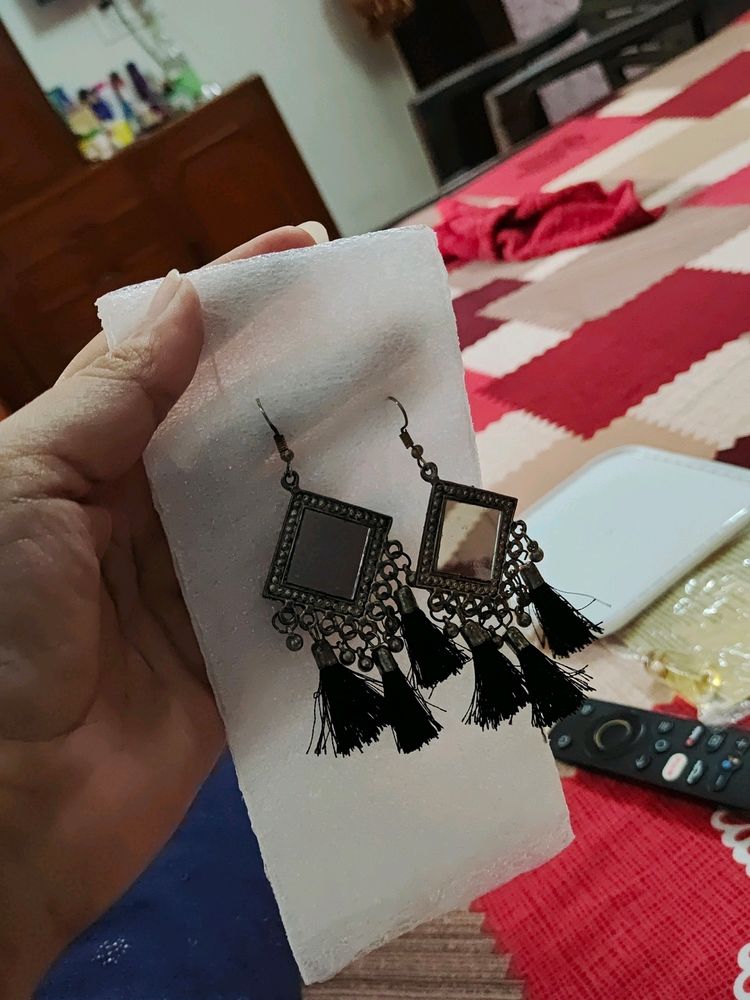 Silver Mirror Pair Of Earrings