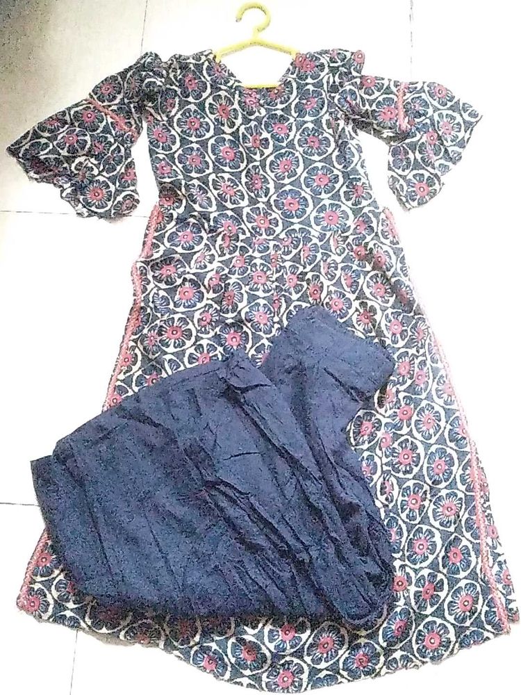 Nyra Cut Ambrella Frock With Cotton Plazzo.