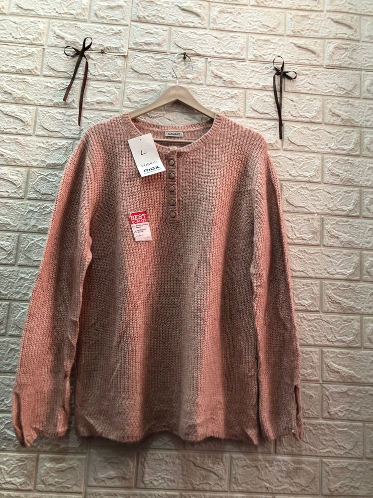 Peach Ribbed Knit Sweater🎗️🌷