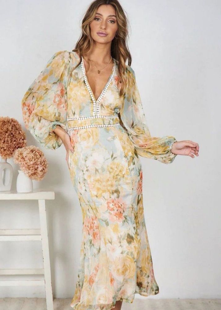 Floral Chiffon Maxi Dress