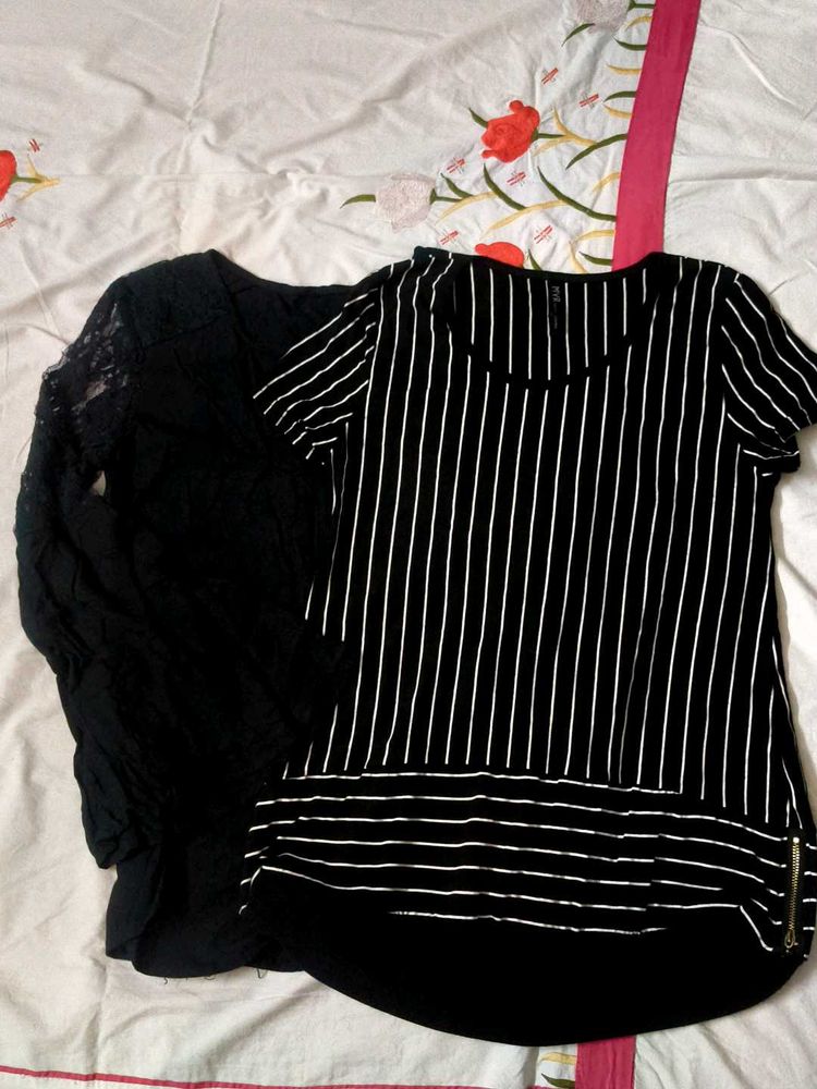 Combo Of Two Black Classy Summer Tops