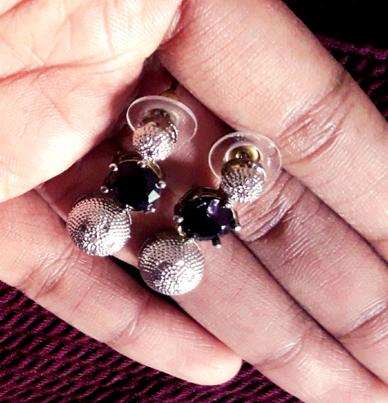 Alloy Black &amp; Silver Earrings