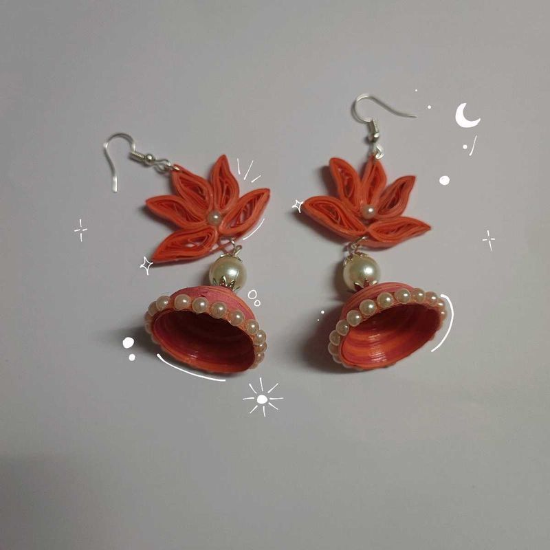 Orange And Pink Lotus Jhumka 🪷🦢🪞