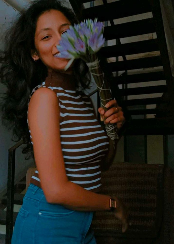 Striped Mock Neck Top 32-36 size