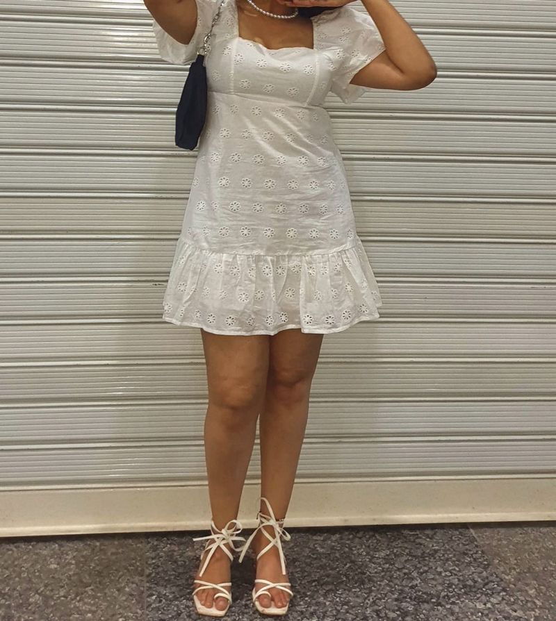 White Eyelet Mini Dress