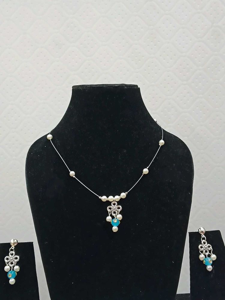 Silver invisible Necklace Set